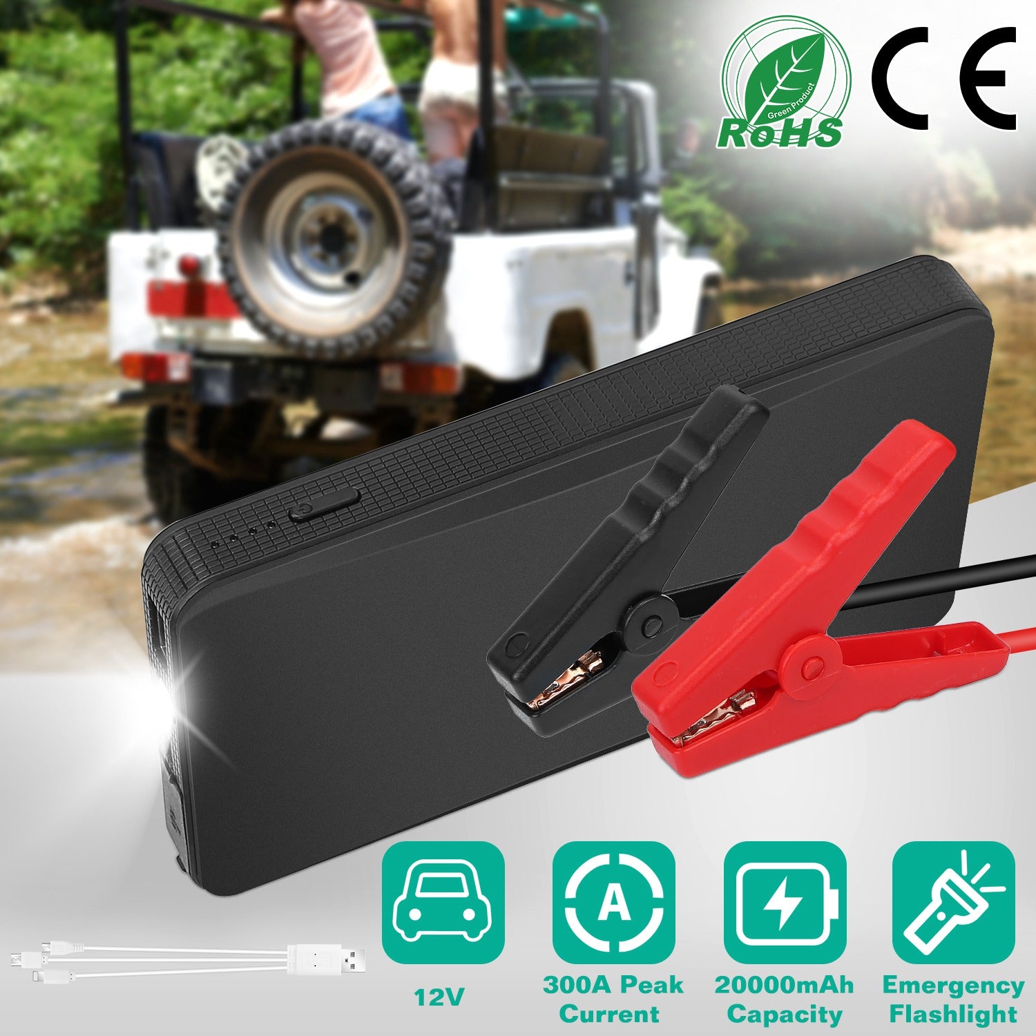 Portable Car Jump Starter- Emergency Battery Booster