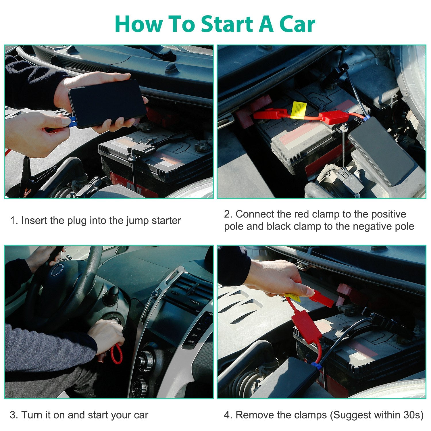 Portable Car Jump Starter- Emergency Battery Booster